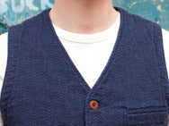 Momotaro Jeans 04-039 Twill Herringbone Vest Indigo