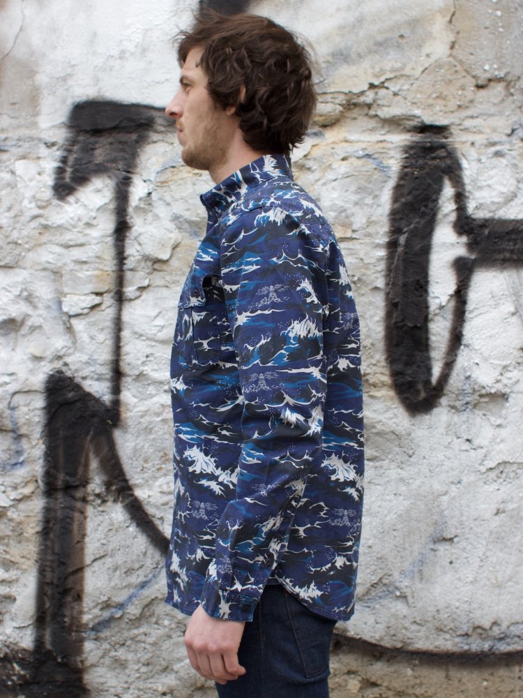 Barbour x White Mountaineering Wave Shirt Blue