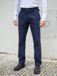 Hansen Finn / Side Buckle Regular Trousers - Blue Pin