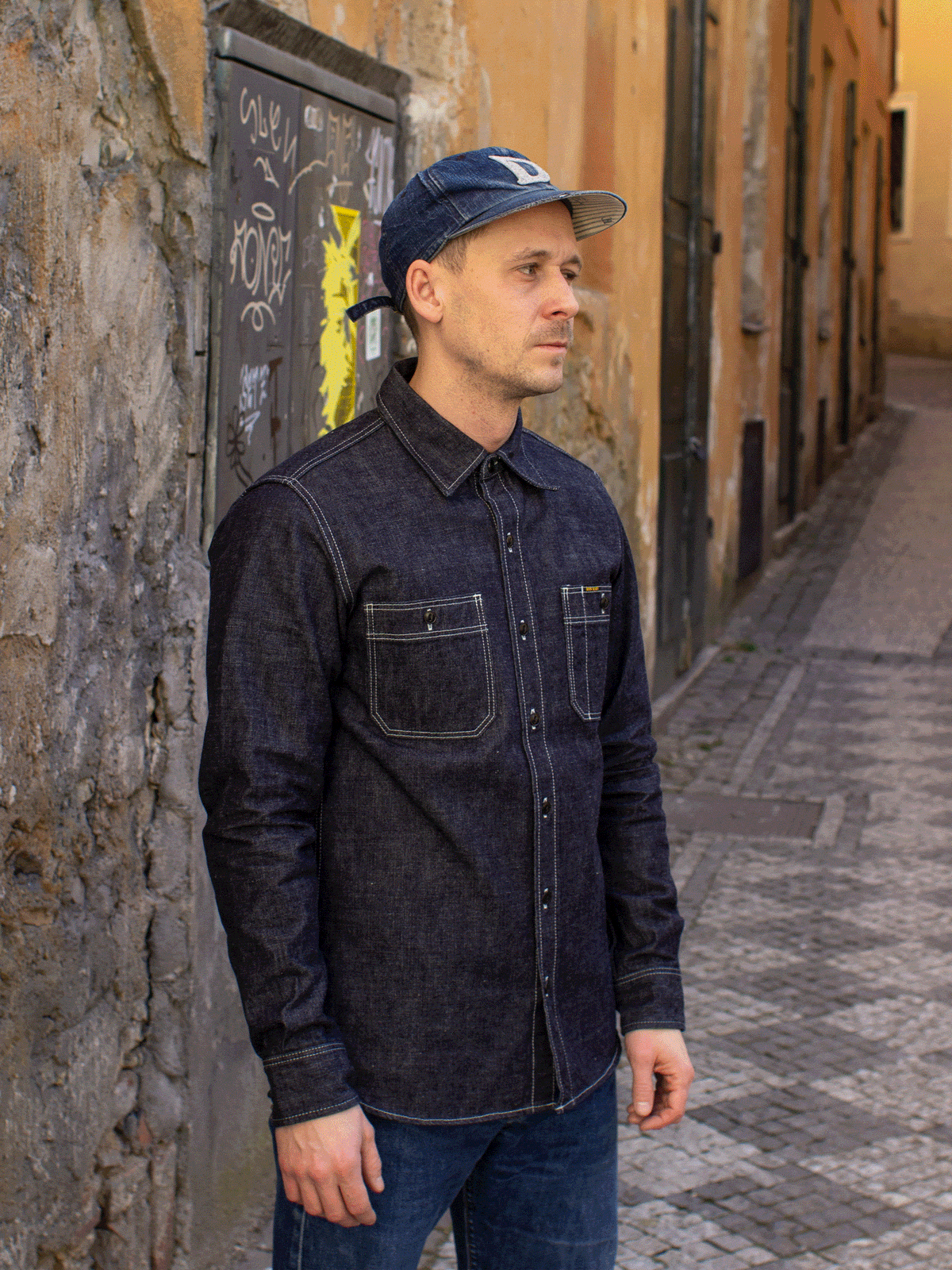 Iron Heart IHSH-322-IND 10oz Selvedge Denim Work Shirt  - Indigo