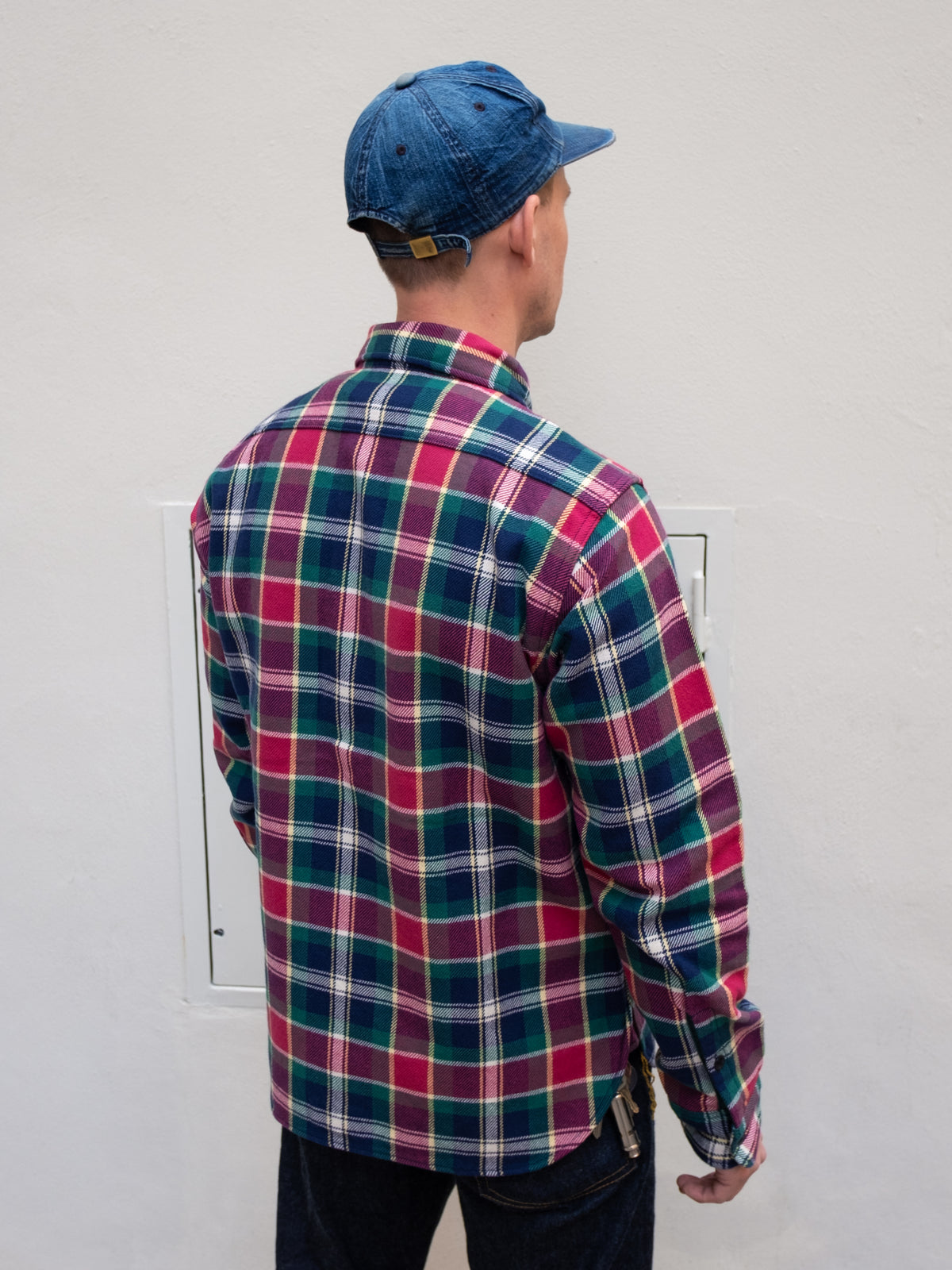 Iron Heart IHSH-342-NAV Work Shirt / Ultra Heavy Flannel - Crazy Check Navy