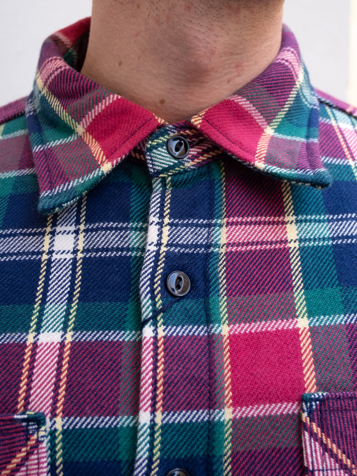 Iron Heart IHSH-342-NAV Work Shirt / Ultra Heavy Flannel - Crazy Check Navy