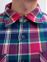 Iron Heart IHSH-342-NAV Work Shirt / Ultra Heavy Flannel - Crazy Check Navy