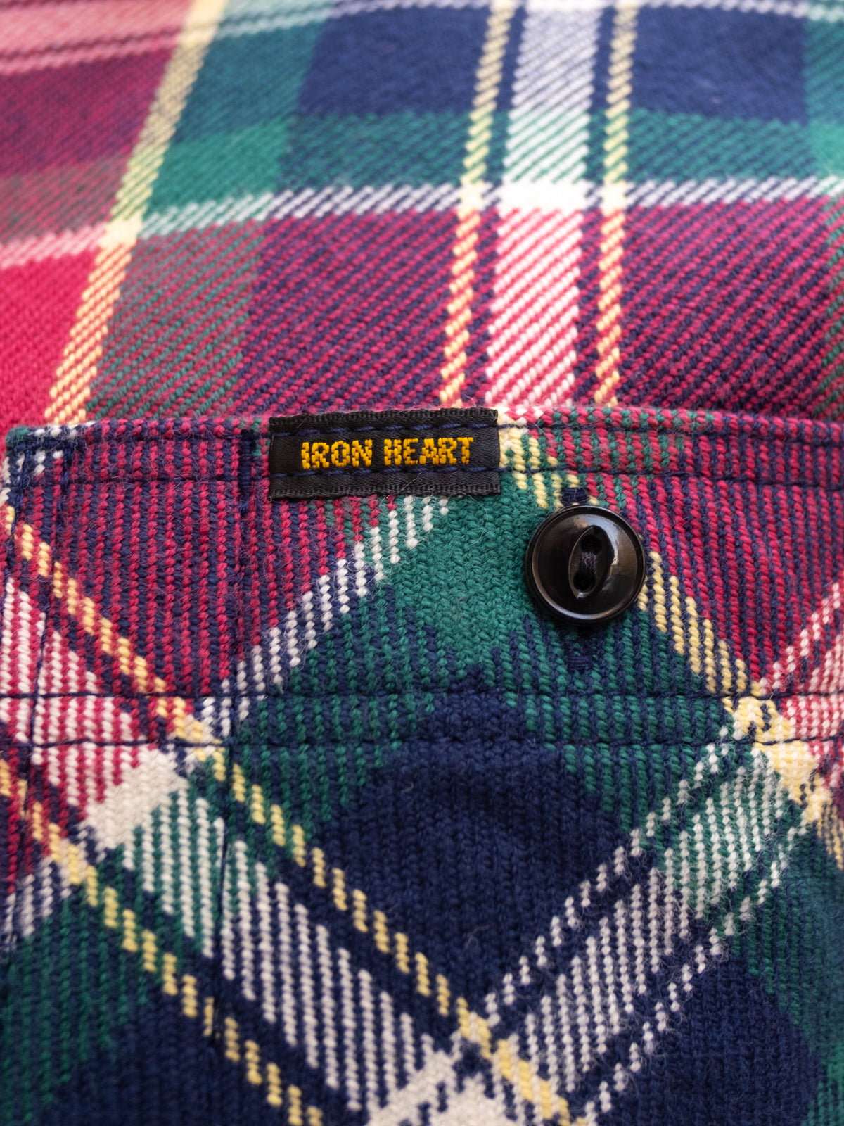 Iron Heart IHSH-342-NAV Work Shirt / Ultra Heavy Flannel - Crazy Check Navy