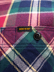 Iron Heart IHSH-342-NAV Work Shirt / Ultra Heavy Flannel - Crazy Check Navy