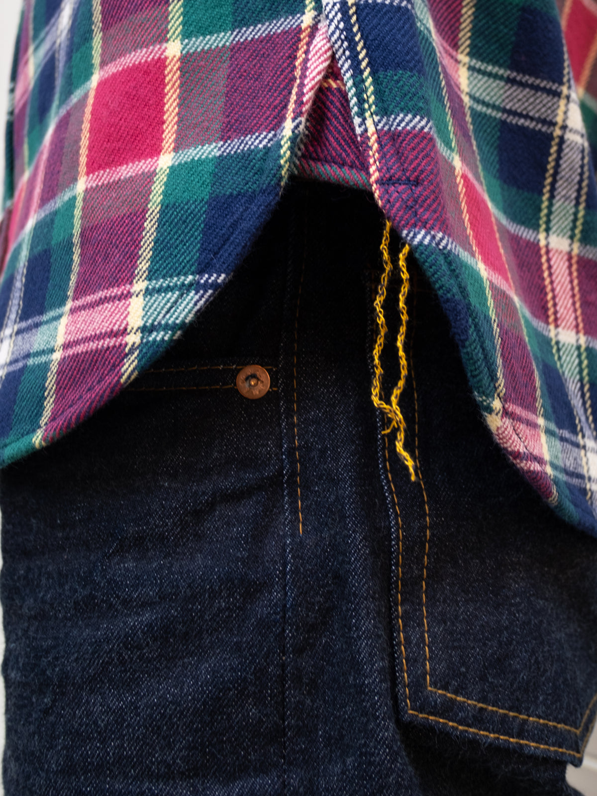 Iron Heart IHSH-342-NAV Work Shirt / Ultra Heavy Flannel - Crazy Check Navy