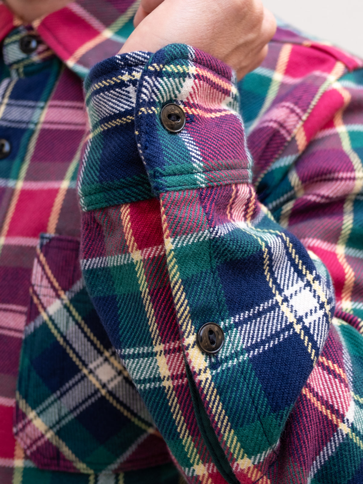 Iron Heart IHSH-342-NAV Work Shirt / Ultra Heavy Flannel - Crazy Check Navy