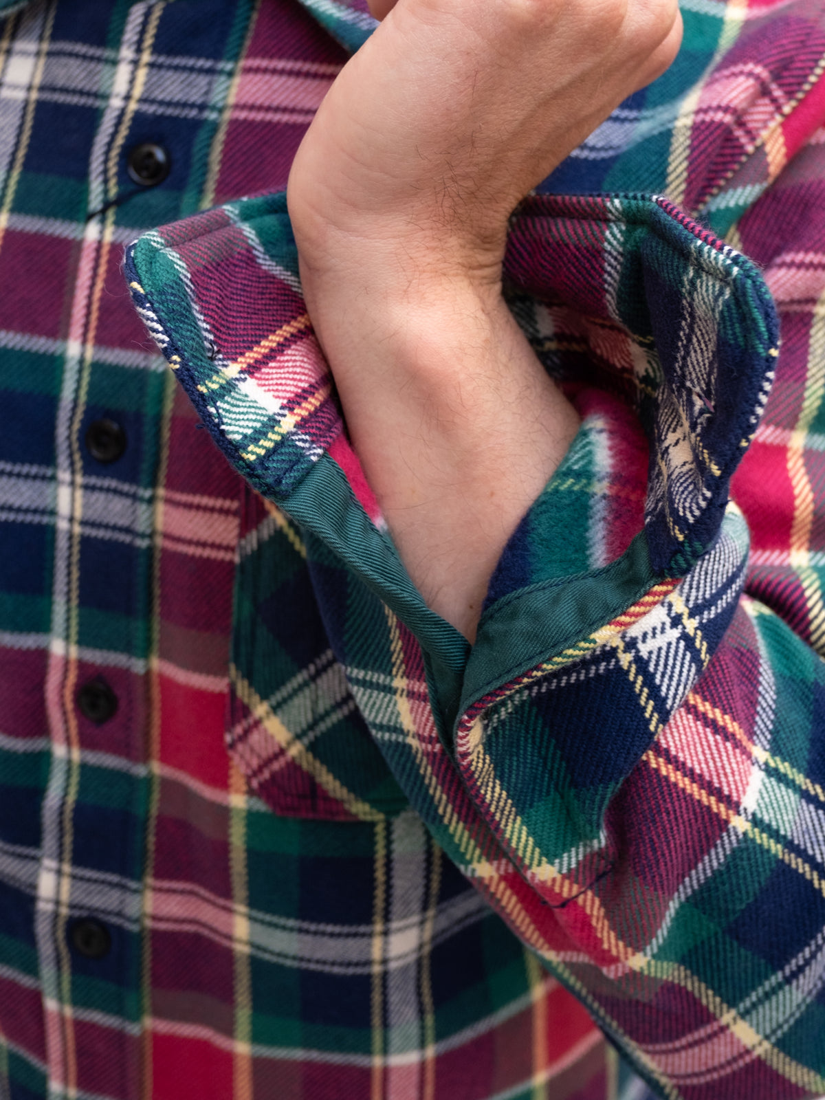 Iron Heart IHSH-342-NAV Work Shirt / Ultra Heavy Flannel - Crazy Check Navy