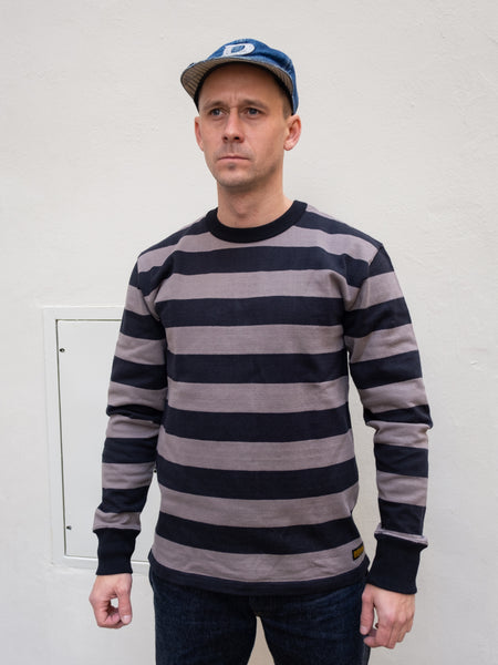 Iron Heart IHTB-01-GRY-BLK Long-Sleeved Sweater / 11oz Cotton Knit - Grey/Black