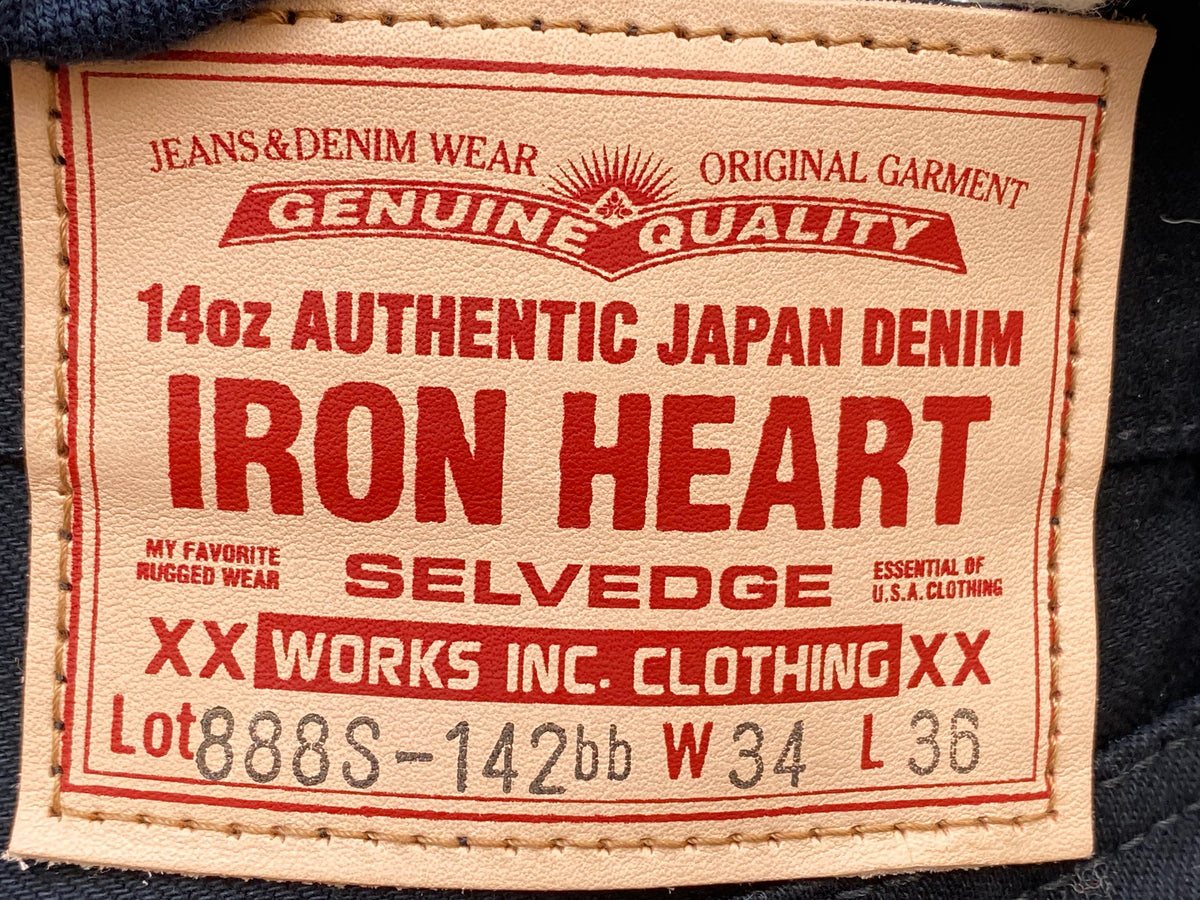 Iron Heart IH-888S-142bb 14oz Medium/High Rise Tapered  - Black/Black