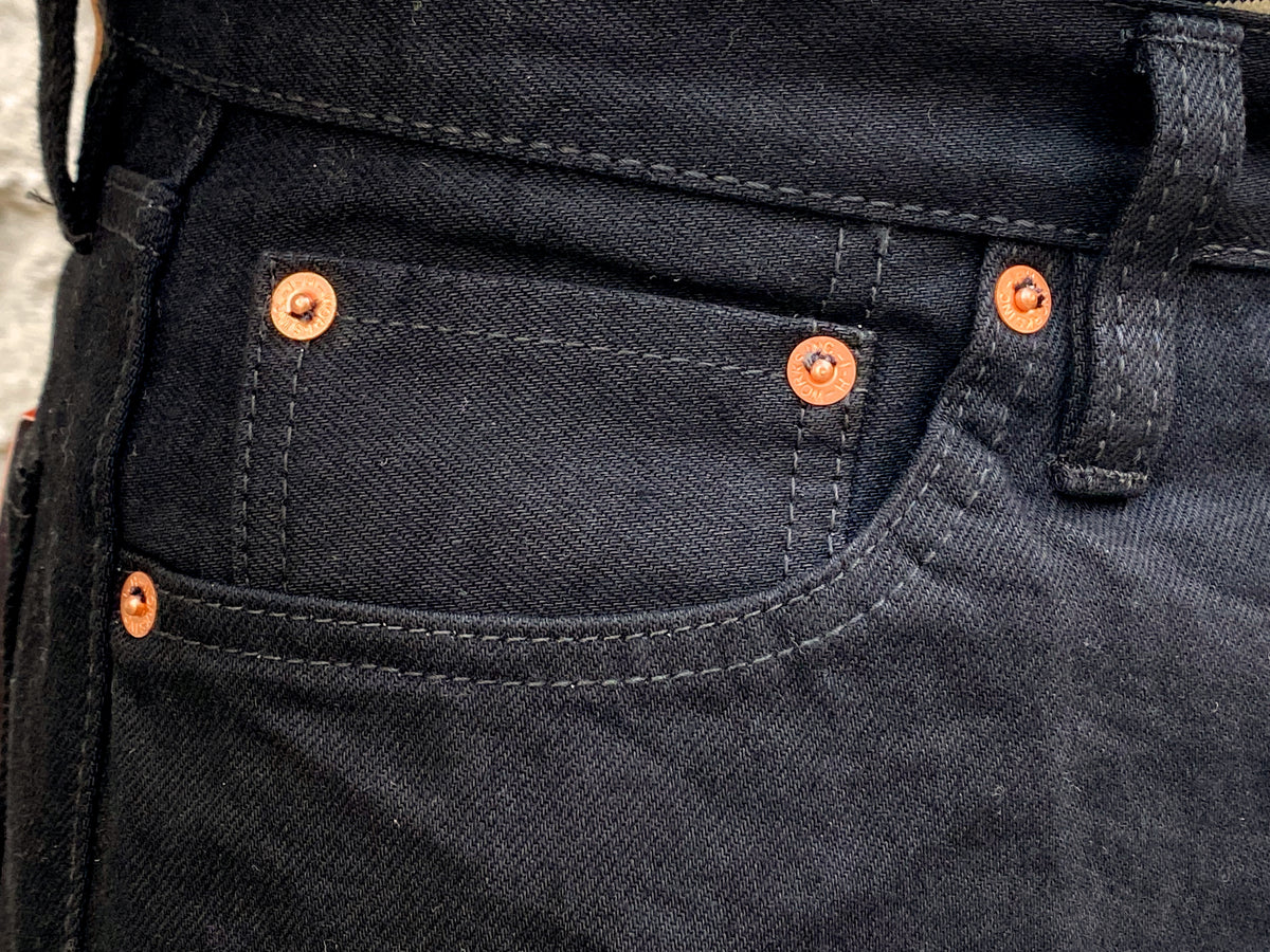 Iron Heart IH-888S-142bb 14oz Medium/High Rise Tapered  - Black/Black