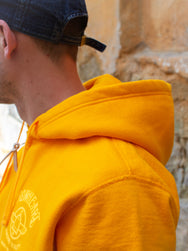 Iron Heart IHSW-63-MUS Printed 14oz Ultra Heavyweight Loopwheel Cotton Zippered Hoodie - Mustard