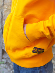 Iron Heart IHSW-63-MUS Printed 14oz Ultra Heavyweight Loopwheel Cotton Zippered Hoodie - Mustard