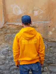 Iron Heart IHSW-63-MUS Printed 14oz Ultra Heavyweight Loopwheel Cotton Zippered Hoodie - Mustard