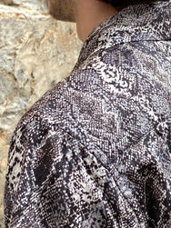 Black Sign Python Pattern Double Front Sports Shirt Salt Snake