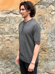 Stevenson Overall KH-CH Linen Blended Knit Henley Charcoal