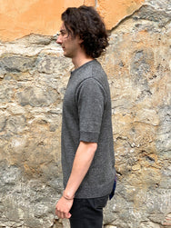 Stevenson Overall KH-CH Linen Blended Knit Henley Charcoal