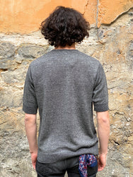 Stevenson Overall KH-CH Linen Blended Knit Henley Charcoal