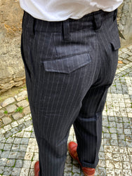 Black Sign Jail Stripe Dress Trousers  Royal Navy