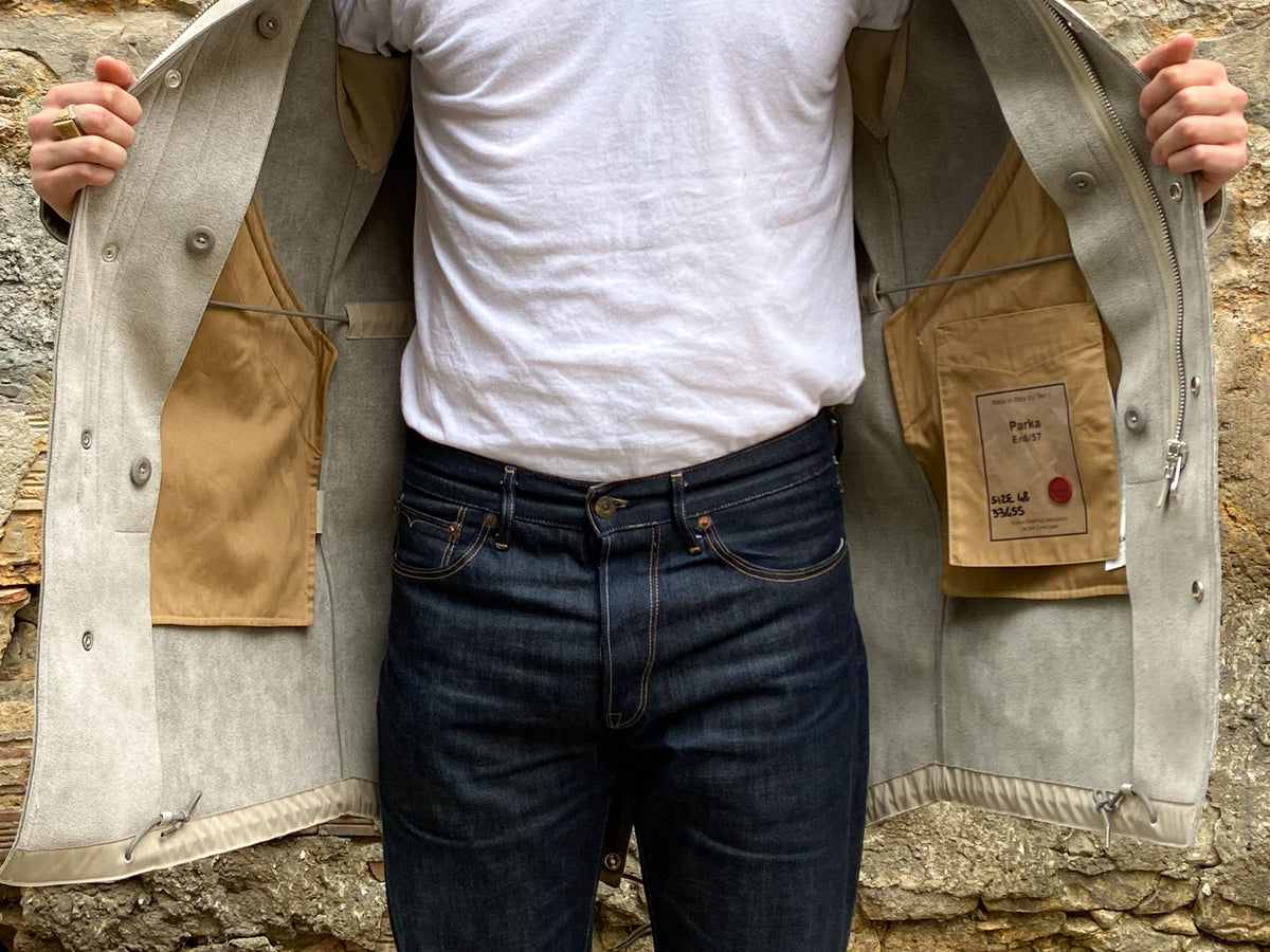 Ten C Ultra Suede Parka Grey Elephant