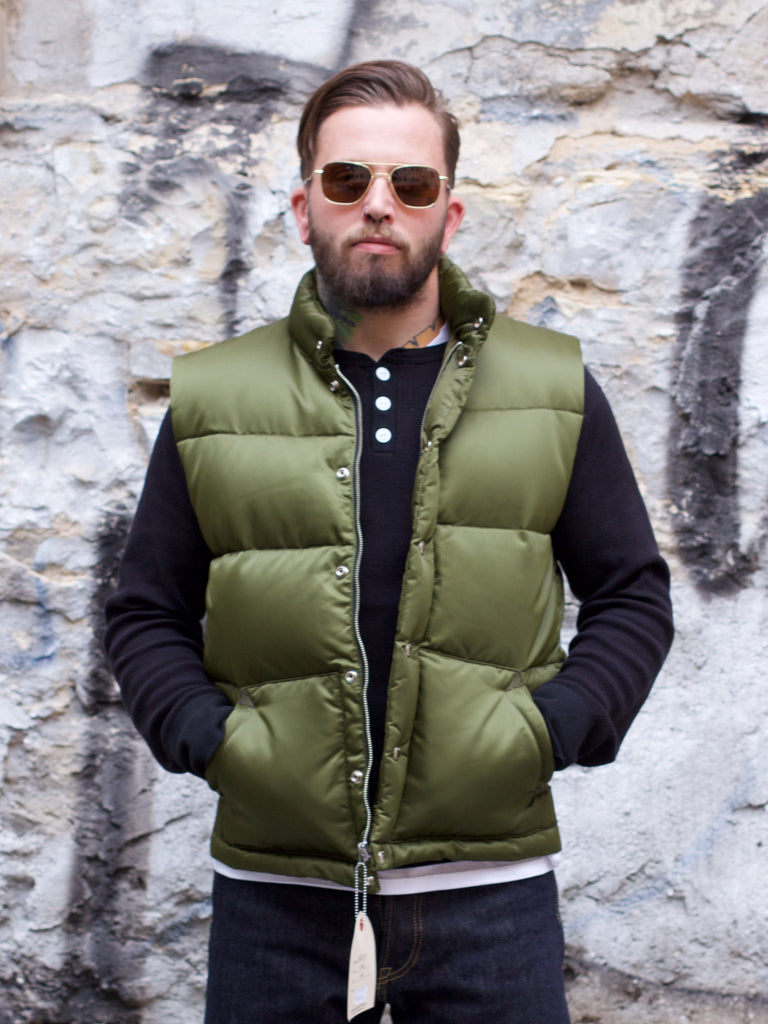 Joe McCoy MJ17166 Nylon Down Vest Olive | denimheads.cz