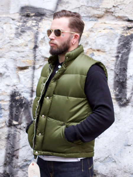Joe McCoy MJ17166 Nylon Down Vest Olive