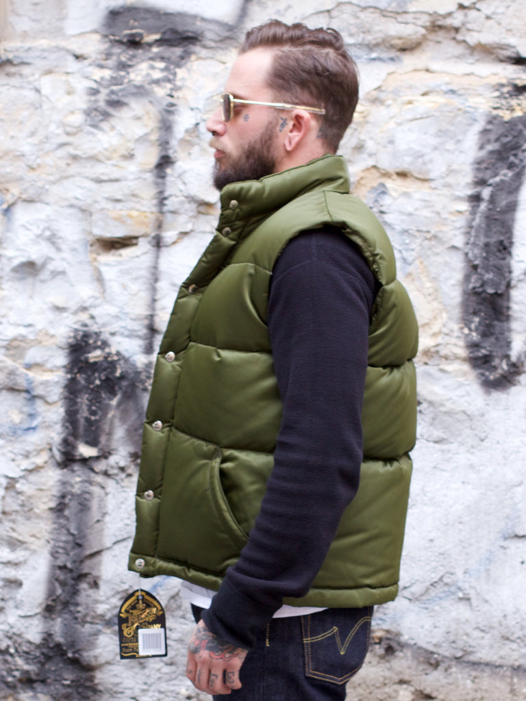 Joe McCoy MJ17166 Nylon Down Vest Olive | denimheads.cz