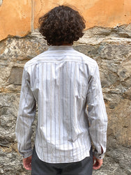 Indigofera Muir Shirt Cotton Stripe, Grey / White / Navy