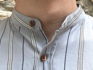 Indigofera Muir Shirt Cotton Stripe, Grey / White / Navy