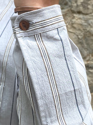 Indigofera Muir Shirt Cotton Stripe, Grey / White / Navy