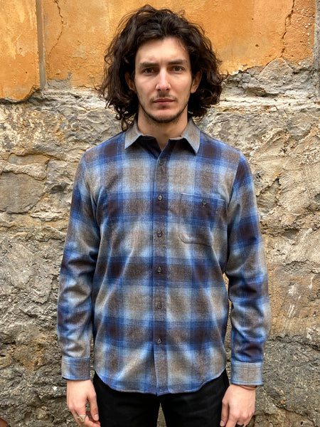 Pendleton Elbow-Patch Trail Shirt Taupe/Brown/Blue Ombre
