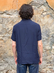 Iron Heart IHSH-249-IND Rayon Bowling Shirt Indigo