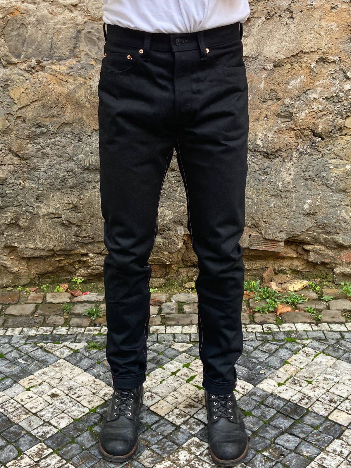Momotaro Jeans 0405-B 15.7oz Black Selvedge Denim - High Tapered Fit