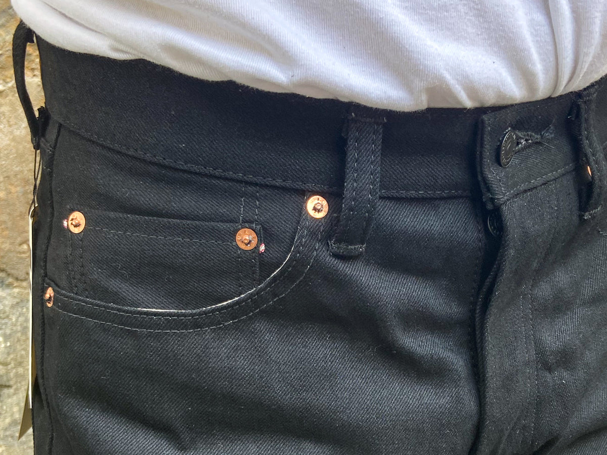 Momotaro Jeans 0405-B 15.7oz Black Selvedge Denim - High Tapered Fit