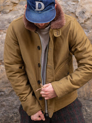 Iron Heart IHM-35-KHA Alpaca Lined Whipcord N1 Deck Jacket - Khaki