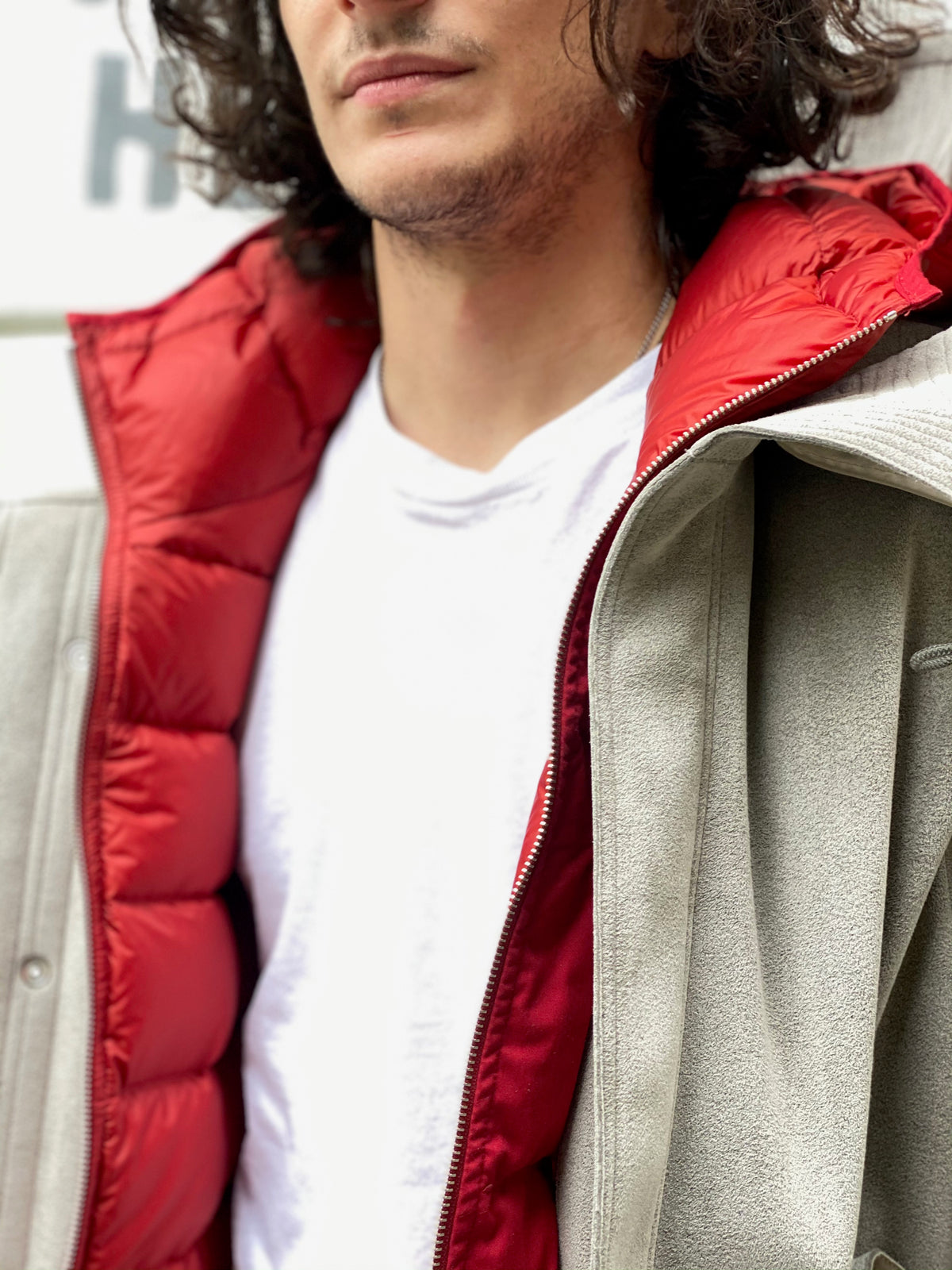 Ten C Ultra Suede Parka Grey Elephant