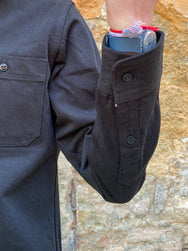 Iron Heart IHSH-275-BLK 12oz Selvedge Denim Work Shirt “The Johnny Cash Works Again” - Black