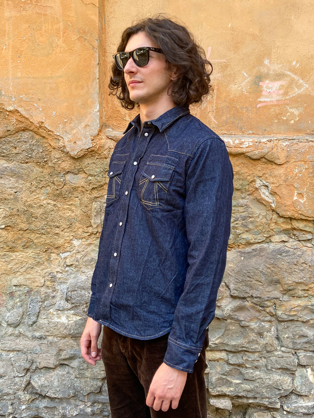 Eat Dust Western Shirt Texas Indigo Denim