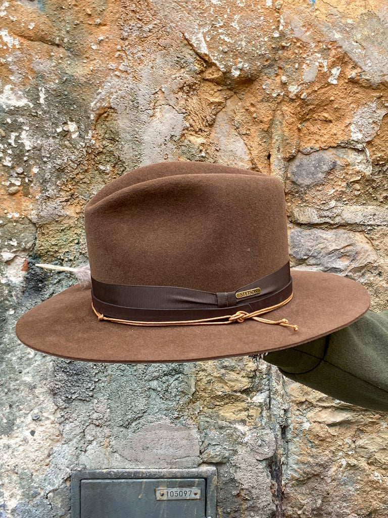 Stetson Linto High Crown Fur Felt Hat Dark Beige (2798203