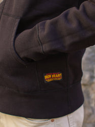 Iron Heart IHSW-10-BLK 14oz Ultra Heavyweight Loopwheel Cotton Zip Up Hoodie - Black