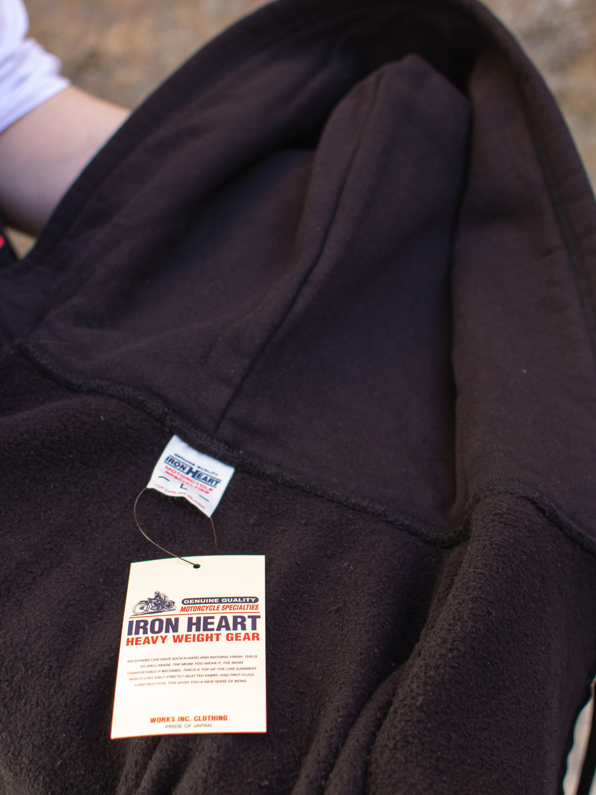 Iron Heart IHSW-10-BLK 14oz Ultra Heavyweight Loopwheel Cotton Zip Up Hoodie - Black