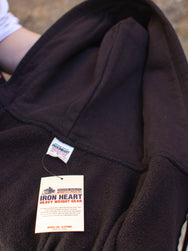 Iron Heart IHSW-10-BLK 14oz Ultra Heavyweight Loopwheel Cotton Zip Up Hoodie - Black