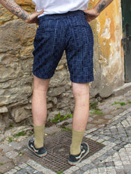 Samurai Indigo Checkered Pattern Easy Shorts SJSP22-IK