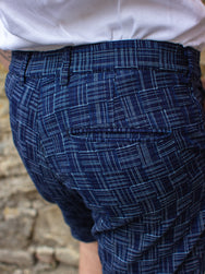 Samurai Indigo Checkered Pattern Easy Shorts SJSP22-IK