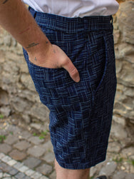 Samurai Indigo Checkered Pattern Easy Shorts SJSP22-IK