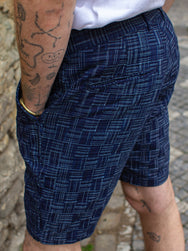 Samurai Indigo Checkered Pattern Easy Shorts SJSP22-IK