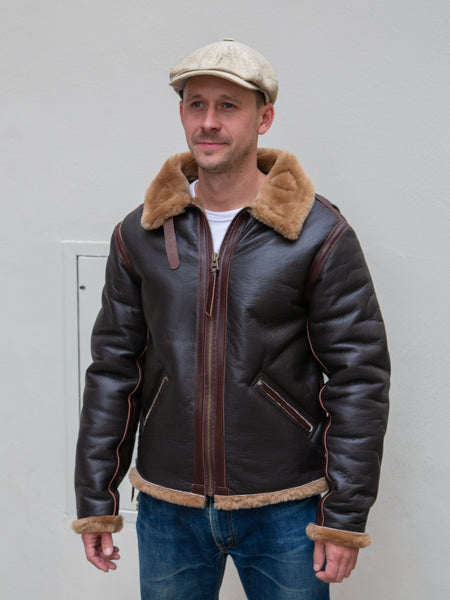 Simmons Bilt Type B6 Flight Jacket / Aviator Sheepskin 18mm - Chocolate Brown