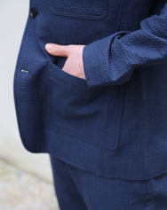 Hansen Garments Charlie Easy Three Button Blazer Crinkle Blue