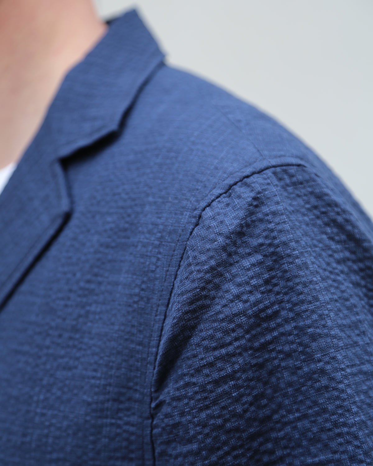 Hansen Garments Charlie Easy Three Button Blazer Crinkle Blue