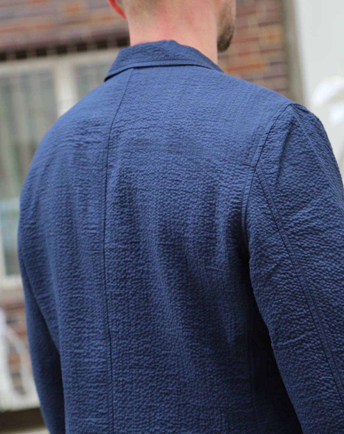 Hansen Garments Charlie Easy Three Button Blazer Crinkle Blue